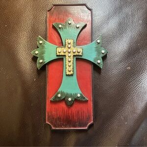 Decorative Red and Green Cross Wall Art